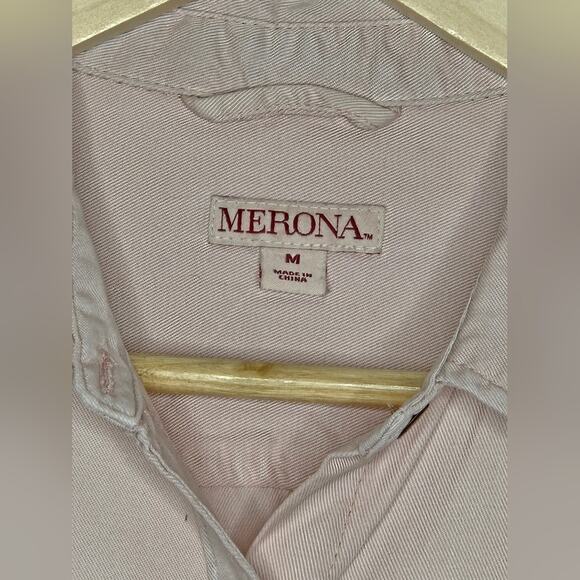 MERONA Womens Pink Button Front Collared Shirt Dress Size M - Picture 6 of 6
